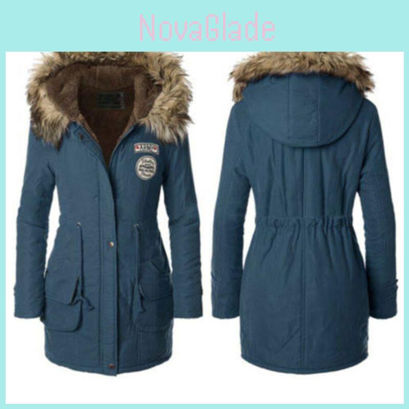 New Women's Warm Cotton Jacket With Fur Collar Hooded Parka For Winter