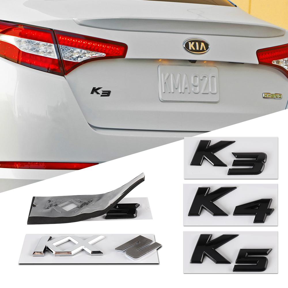 BBDQ9 New Auto Exterior K3 K5 K4 KX5 Emblem Fender Rear Trunk Body Badge Sticker For Kia Forte Ceed Cerato RIO 2 3 4 Picanto Sportage