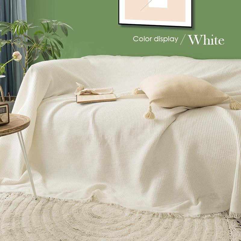 Ins Cream Yellow Sand Hair Towel Solid Color Sofa Cover Cloth Towel Full Cover Universal Cover All Inclusive Non-Slip Sofa Towel