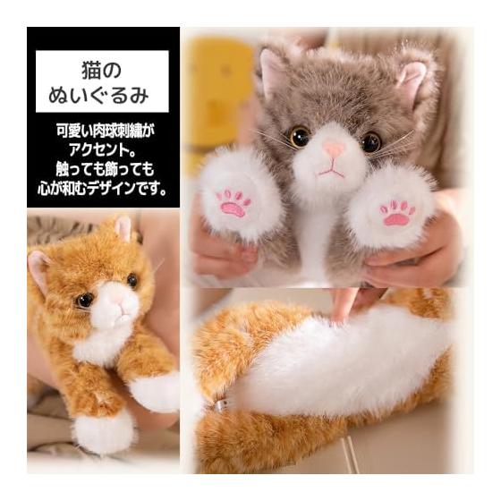 Реалистичная плюшевая игрушка-кошка, полосатая и черная кошка, подушка для объятий, высококачественная текстура меха, пушистая, мягкая, наполнитель из гранул, 40 см