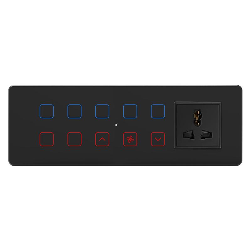 For Tuya Smart WiFi Glass Touch Panel with 4-Way Switch 10A Max. Current for Light Curtains Dimming Fan Control-Combi