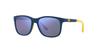 EMPORIO ARMANI Sunglasses EA4184F Matte Blue with Yellow Rubber and Dark Gray Water Mirror Polarized Lenses, Size 49
