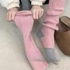 Серо-розовые Высококачественные Зимние Гетры с Носками Теплые и в Корейском Стиле