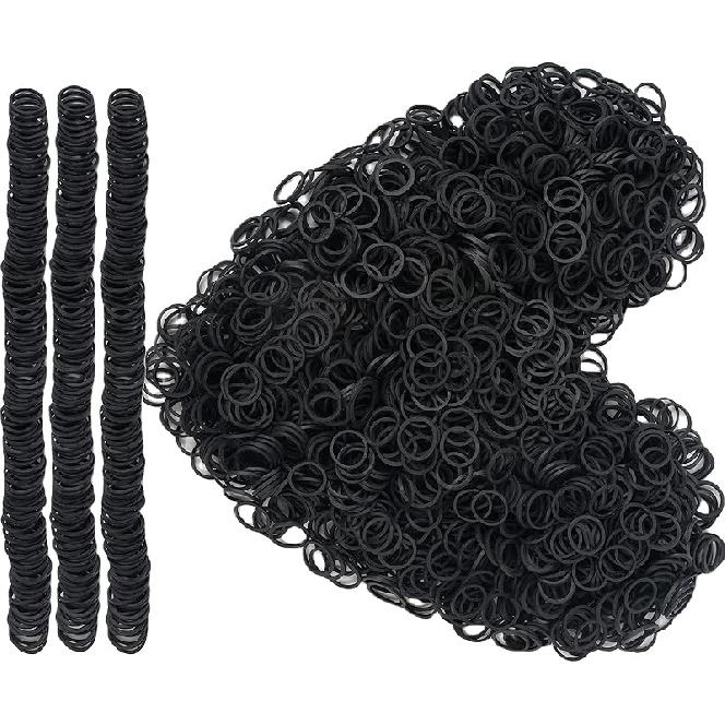 Rubber Bands mini 2000pcs rubber band black 0.5inch small Rubber Band Mini Soft Elastic Bands for Braids Diameter 13mm rubber bands for Office