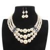 Pure Handmade Imitation Pearl Fashion Exaggerated Women Beaded Collar Multi Layer Necklace