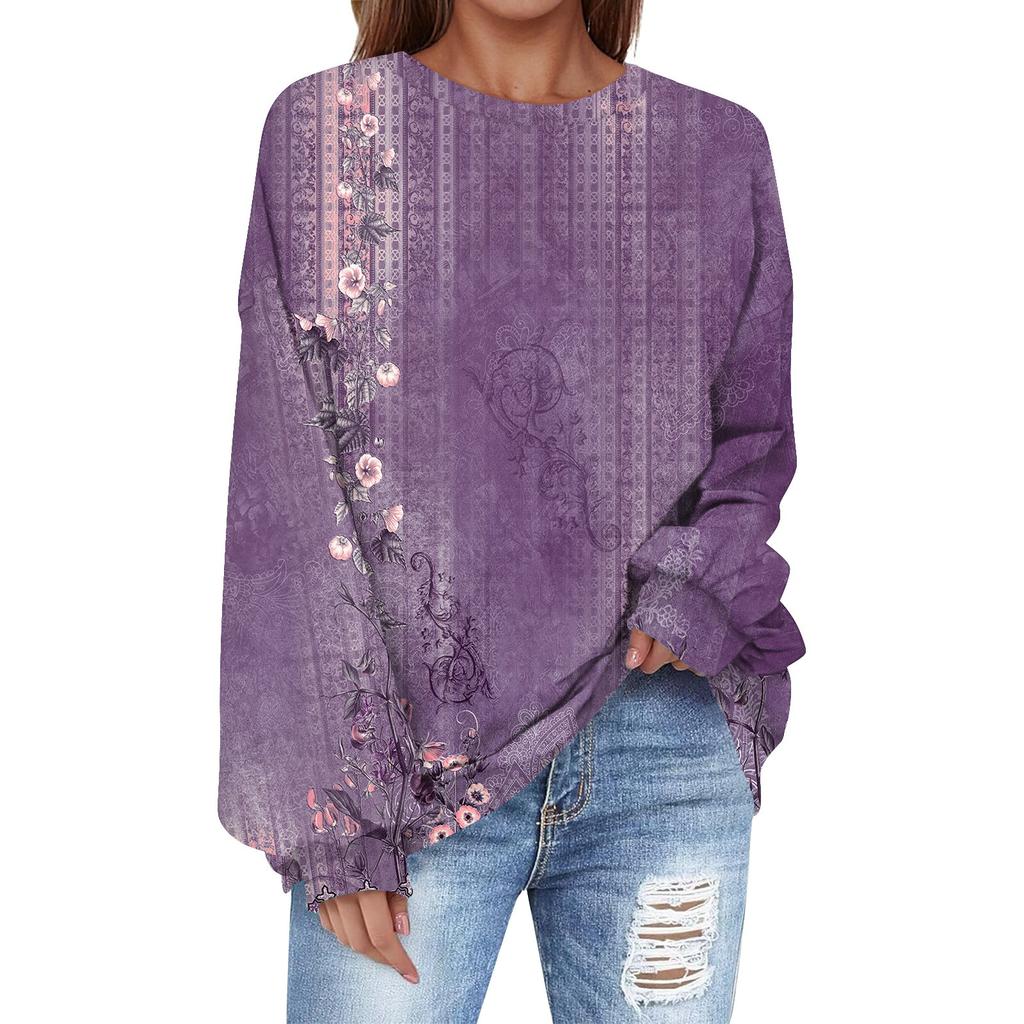 Oversized Sweatshirt For Women Crewneck Printing Long Sleeve Shirts Sweatshirt