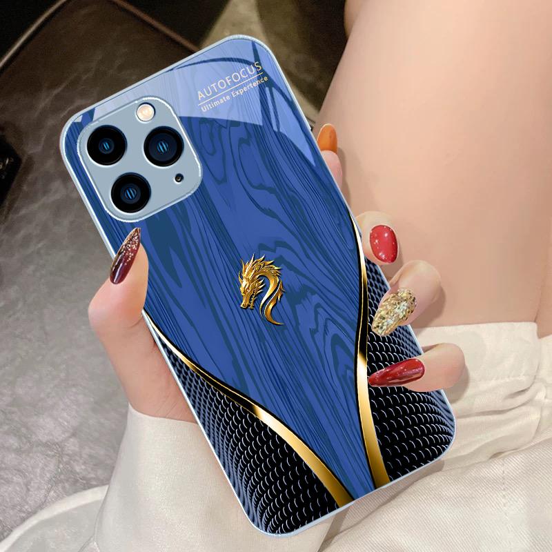 Желтый Дракон Ци Взлетает в Небо для iPhone 15 Pro 14 13 12 Mini 11 XS Max XR 7 8 Plu SE 2020 2022 Чехол для телефона из закаленного стекла