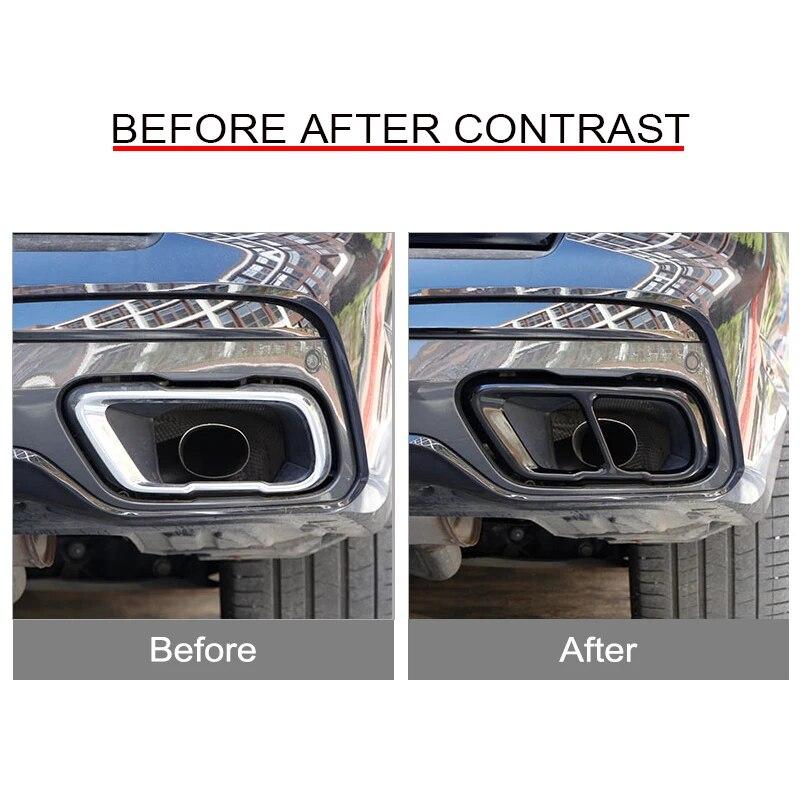 2PCS Stainless Steel Car Tail Throat Frame Cover Exhaust Pipe Decoration Auto Exterior Accessories For BMW X5 G05 X7 G07 -21