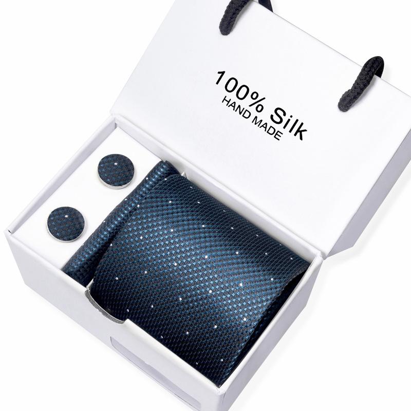 Мужской деловой галстук, квадратный шарф, подарочная коробка, полосатый простой костюм, рубашка, галстук, черный подарочный набор в коробке