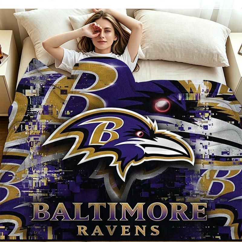 Baltimore Ravens Print Flannel Blanket High Quality Warm Comfortable Cover for All Seasons Perfect for Gifts Home Decor