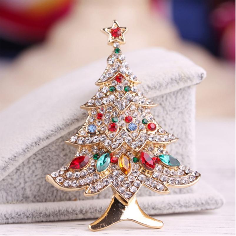 Brooch Pin Enamel Pin Christmas Tree Brooch Party Gifts Charm Ornaments Rhinestone Brooch