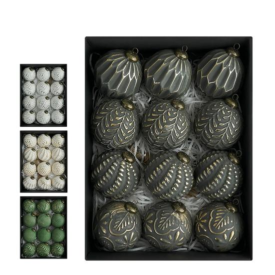 12 Pcs Christmas Ball Ornaments 3.15inch Shatterproof Plastic Balls Rustic Vintage Xmas Tree Hanging Decoration for Wedding Party Holiday Home Decor