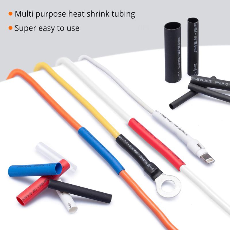 127-328pcs Heat Shrink Wrapping Kit Thermoresistant Tube Heat Shrink Tubing Electrical Connection Wire Cable Insulation Sleeving