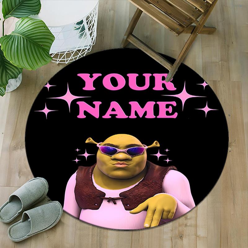 Customizable S-Shrek1 Round Non-Slip Carpet - Ideal for Garden, Picnic, Office, Perfect for Decoration, Suitable For All Seasons