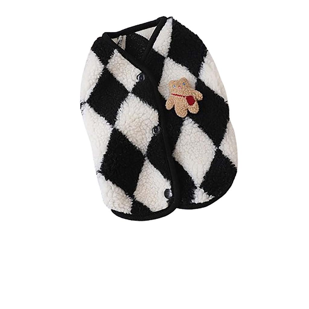 Жилет в ромбовидную клетку Одежда для домашних животных, одежда для маленьких молочных собак, маленьких собак и зимняя теплая одежда для ног