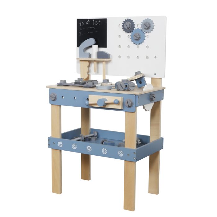 Atelier de bricolage - GINGER HOME - Établi bleu - 46x26x67 cm - 40 accessoires inclus