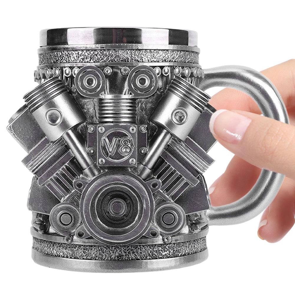 Engines Coffee Mug Stainless Steel Mug Resin Personalized 3D Engines Mug 15oz Water Cup for Boyfriend Or Dad Gift