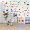 1Pc/1 Set Wall Sticker Easy To Paste Home Supply Strong Stickiness Colorful Handprints Classroom Background Mural Attractive Decorative