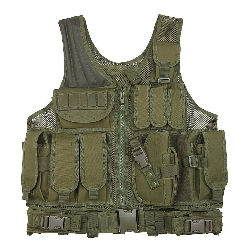 Tactical Breathable Cycling Vest Molle Compatible CS Camo Training Water Bag Holder Outdoor Sports Protective Gear