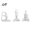 Modern Home Decoration 3Pcs Abstract Yoga Figure Sculpture Set Hollow Dancer with Glossy Gold Matte Silver Black Contemporary Interior Accents