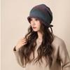 Gradient Color Beanies Skullies Knitted Drawstring Slouch Hat Fashion Bonnet Hat