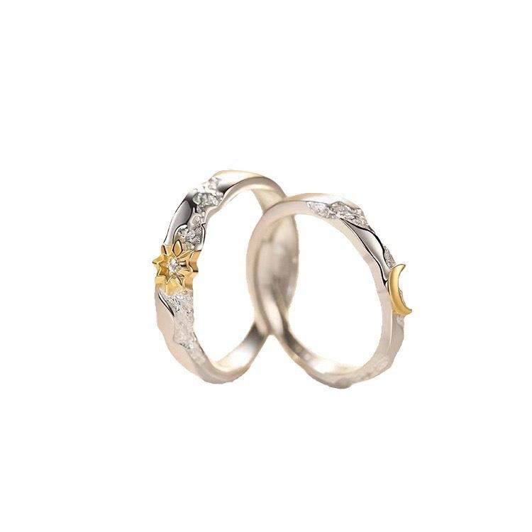 Солнце и Луна Сопровождают Новое Кольцо для Пары Женское Нишевое Дизайнерское Личностное Метровое Высококлассное Чувство Универсальное Открытое Кольцо, Ювелирный Подарок