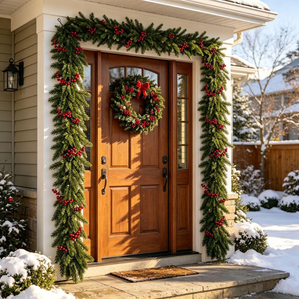 New Style Artificial Christmas Fir Pine Rattan Door Hanger - Festive Decoration