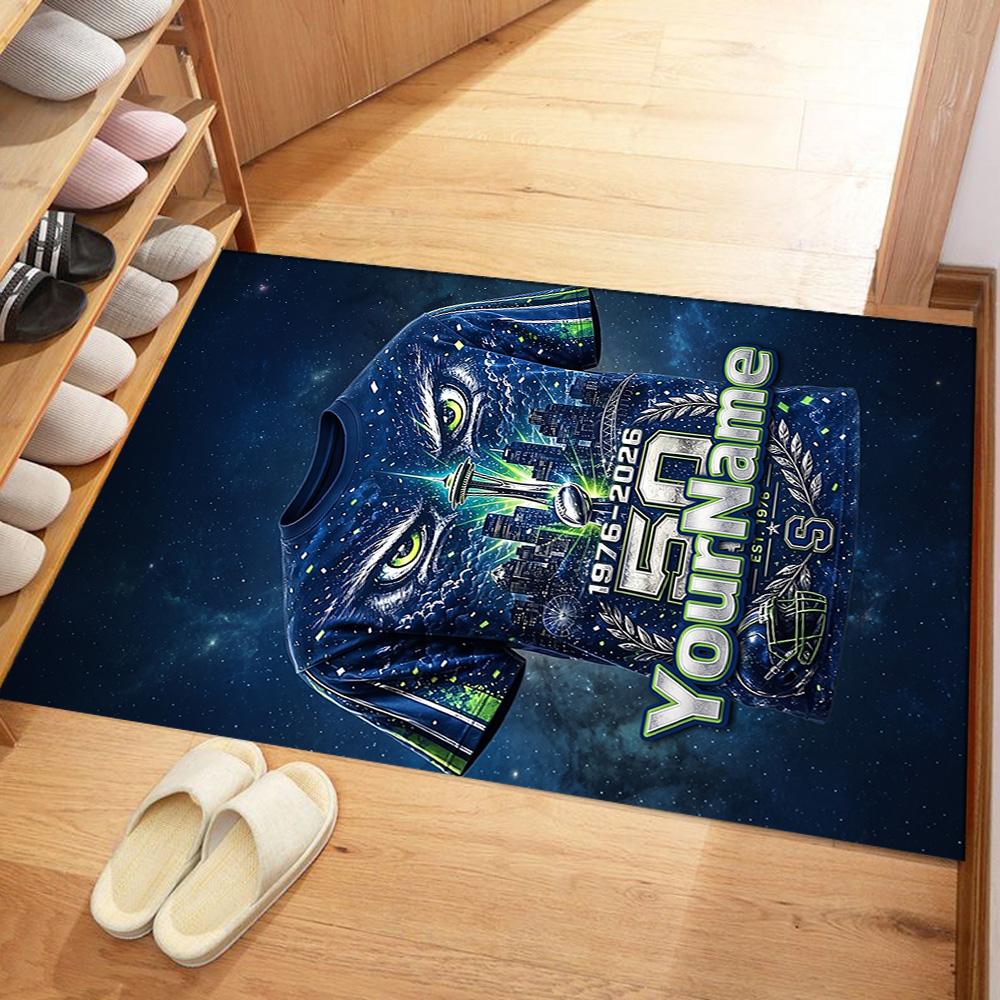 Seattle Seahawks Customize Text Area Rug Suitable For Bedrooms Decorate Room Entryway Hallway Antislip Carpet Anime Office Decor Gift For Festivals