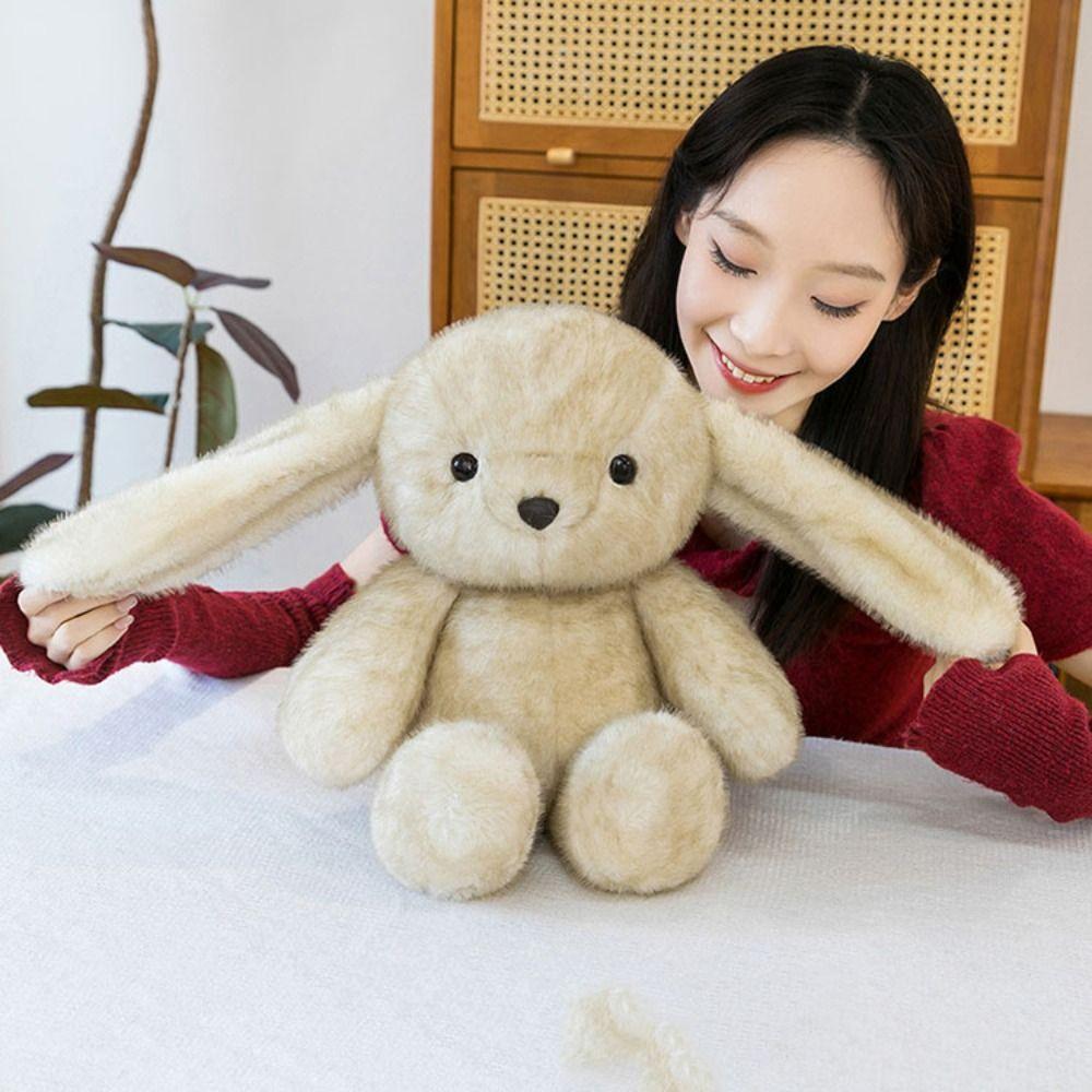 Fluffy Big Ear Rabbit Plush Toy Interactive Stuffed Animals Rabbit Toy Birthday Parties