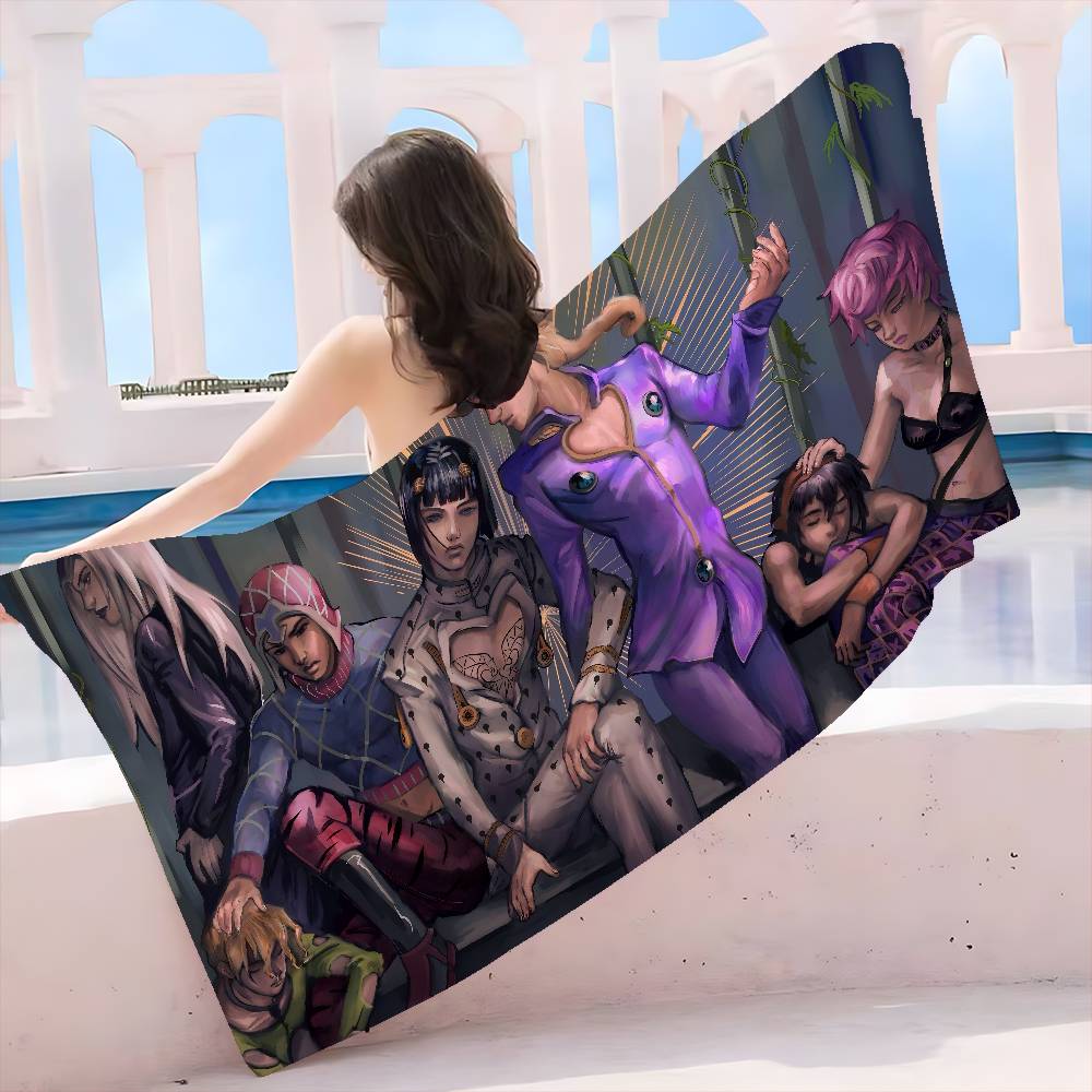 JoJo's Bizarre Adventure Микрофибровое одеяло Быстросохнущие пляжные полотенца Большой размер с принтом Супервпитывающее полотенце-одеяло для бассейна