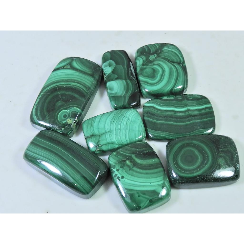 08Pcs Natural Green Malachite Octagon Cabochon Loose Gemstone 263Cts. Lot C-475