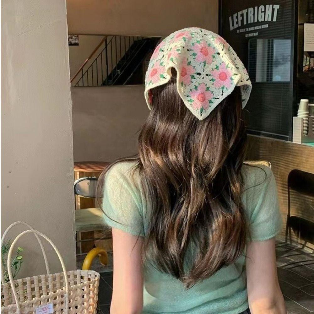 Little Daisy Headscarf Hat Multicolor Triangular Turban Scarf for Spring Summer Outdoor