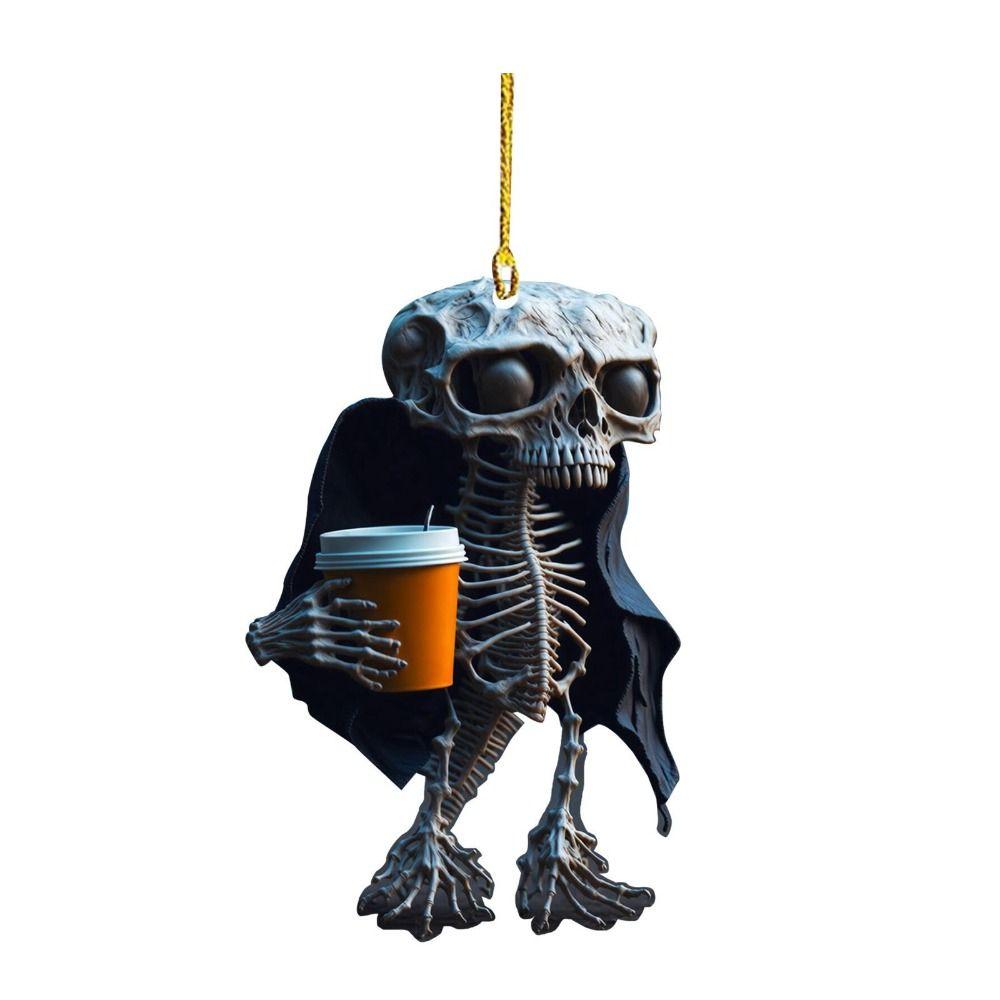 1 шт. Хэллоуин акриловый скелет декор интерьера автомобиля акриловый жуткий автомобиль зеркало заднего вида подвесная статуя скелета для праздничной вечеринки