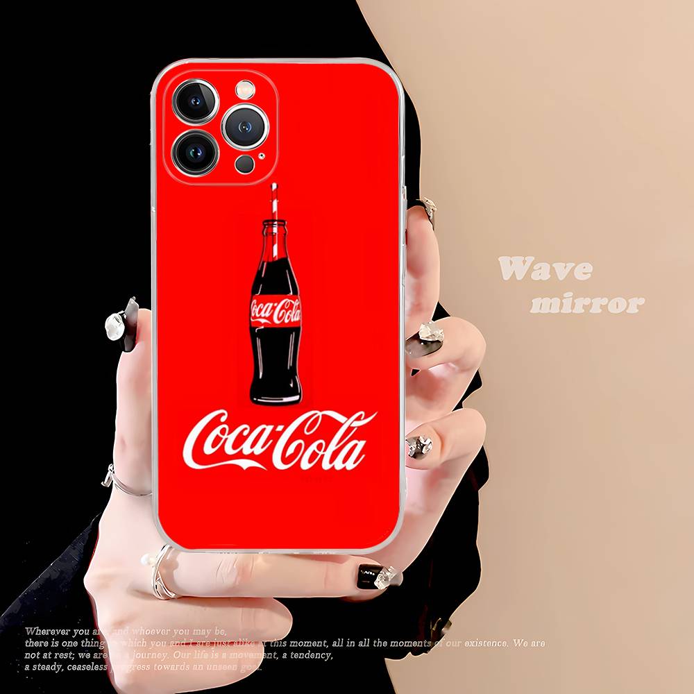 Чехол C-COCA Логотип C-COLA из ТПУ-силикона Для IPhone 11 12 13 14 15 16 17 Pro Max Ударопрочный Прозрачная задняя крышка
