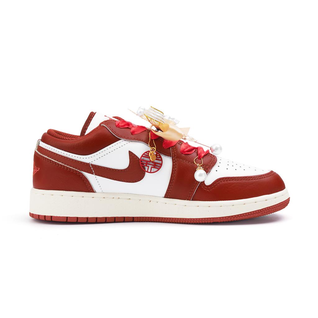 Jordan Air Jordan 1 Низкие Винтажные Баскетбольные Кроссовки с Устойчивой к Скольжению и Износу Подошвой Женские Красные FJ3465-160(Команда746-)
