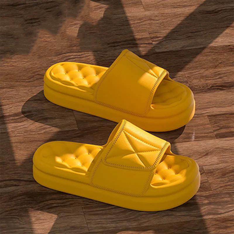 Женские тапочки из ЭВА с круглым носком и открытым носком, лето 2023, нескользящая удобная пляжная обувь, модельерская домашняя обувь на платформе для ванной комнаты