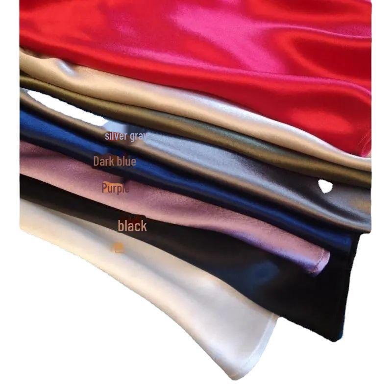 032 Женское платье-трапеция большого размера из атласа с подтяжками - Летний французский стиль