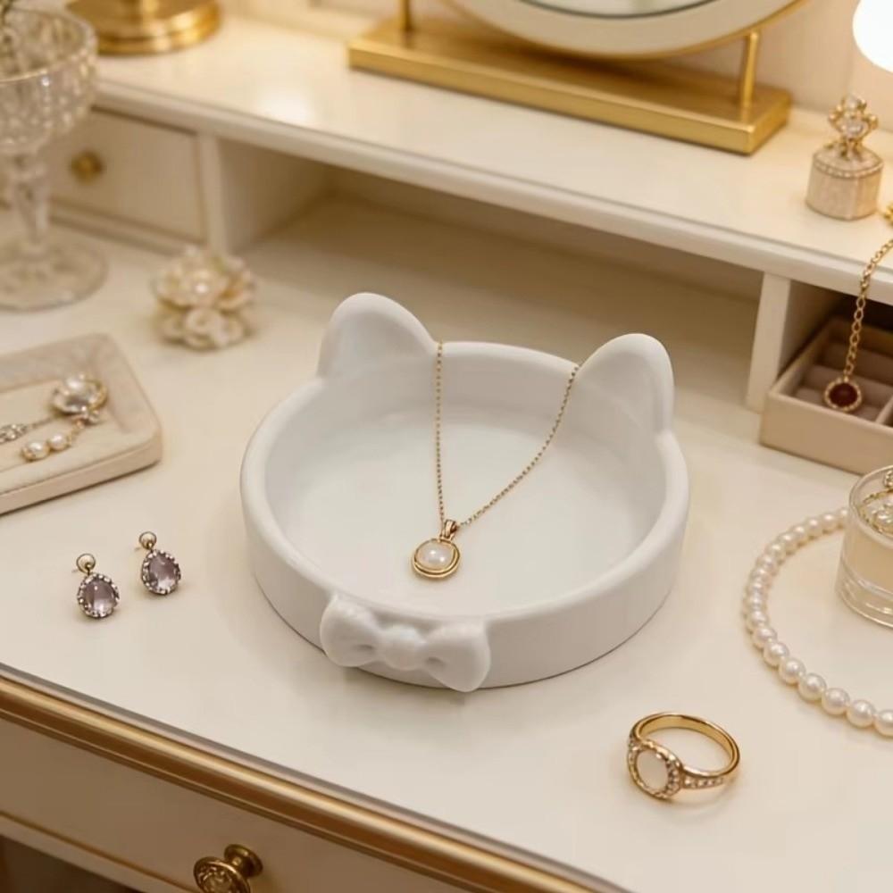 Paw Print-Like Base Cat Ear Storage Trays 3D Printed Jewelry Organizer Vanity Tray
