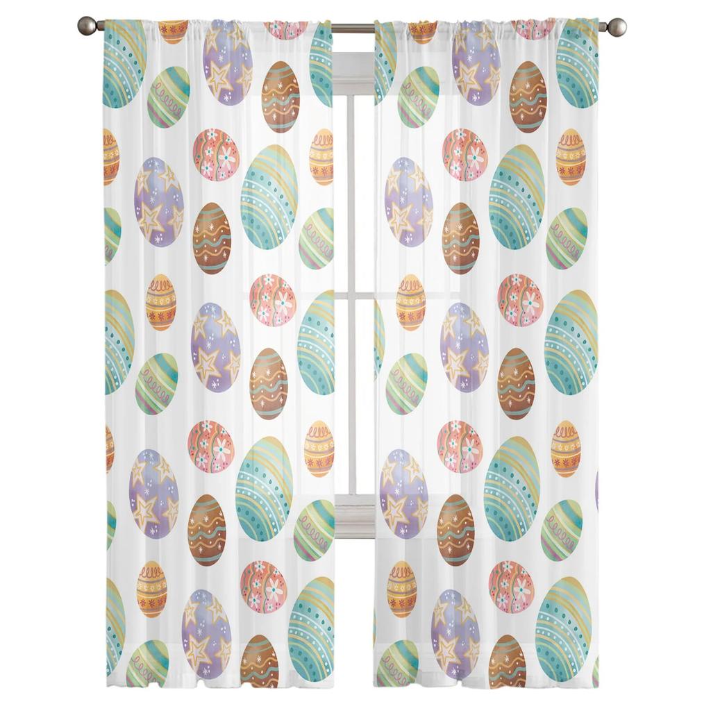 Пасхальные яйца фестивали тюлевые шторы для гостиной спальни вуаль прозрачная занавеска на окно домашний декор шторы