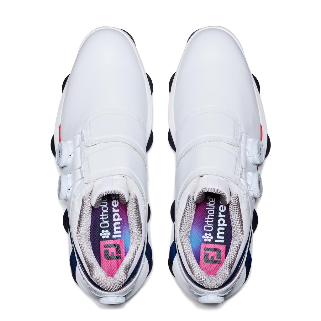 Кроссовки для гольфа FootJoy Tour Alpha Triple Boa для мужчин 3E, белые/темно-синие/красные, 25,5 см,