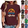 Женская модная футболка с круглым вырезом, повседневная, с ретро-принтом, с короткими рукавами