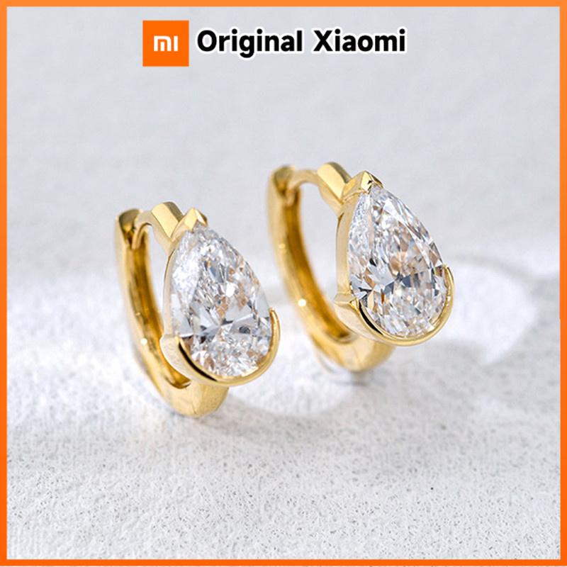 Xiaomi Huitan Solitaire Pear Cubic Zirconia Hoop Earrings for Women Gold Color/Silver Color Trendy Party Wedding Versatile Lady Jewelry