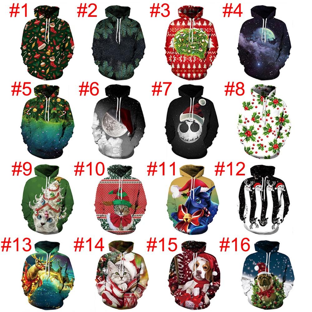 Festive Men Women Christmas 3d Graphic Printed Hoodie Sweatshirt Jumper Tops