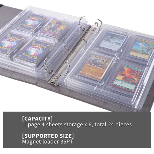 Toy God Exhibition File, Magnetic Loader Card File, Holds 4 Cards per Page, Total of 24 Cards (Zippered, Magnetic Loader)