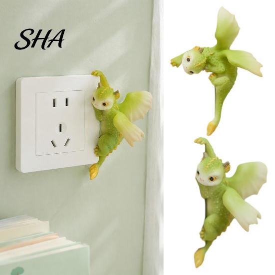 Decorative Switch Plate Sticker 3D Cute Baby Dinosaur Sticker, Fantasy Wall Decor, Funny Socket Protector Panel Decal, Indoor Art for Kids Bedroom