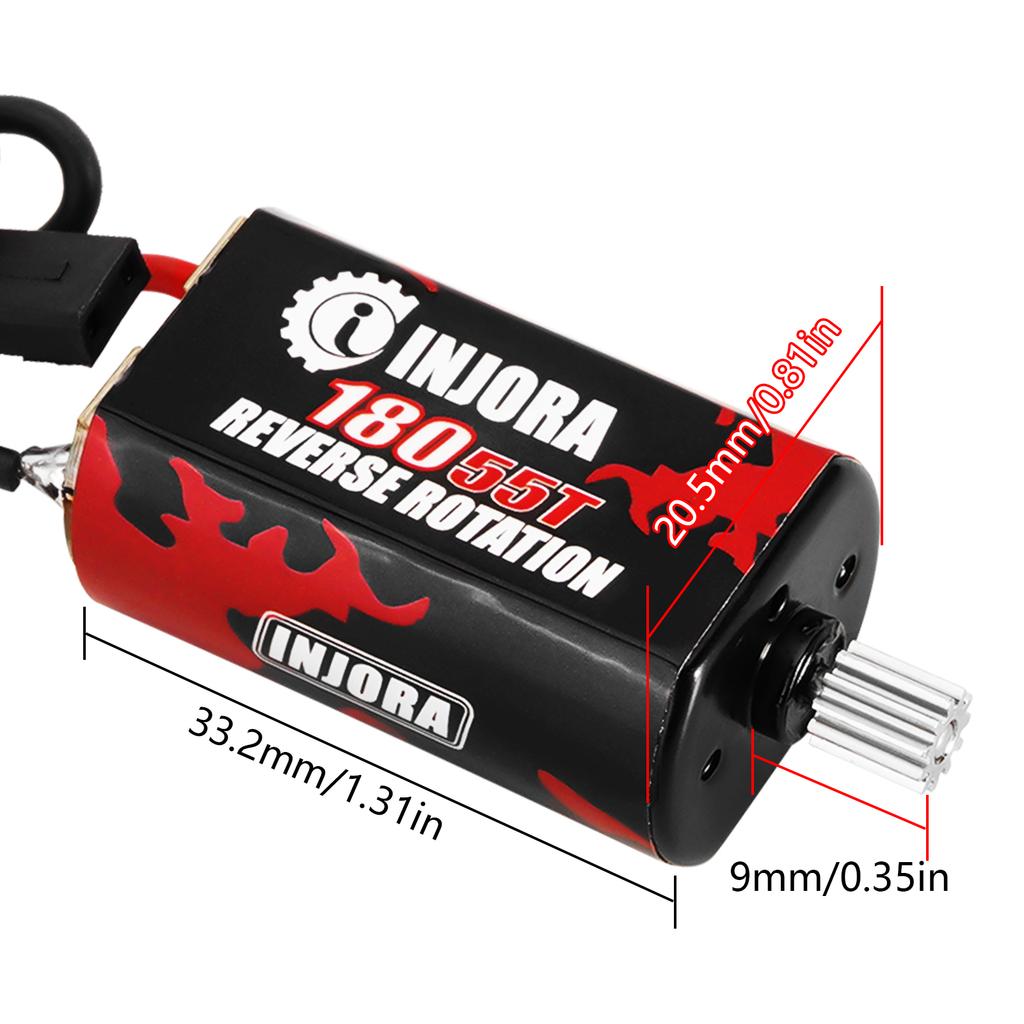 INJORA 180 Brushed Motor 48T 55T with Stainless Steel Pinion for 1/18 RC Crawler TRX4M Upgrade (INM11)