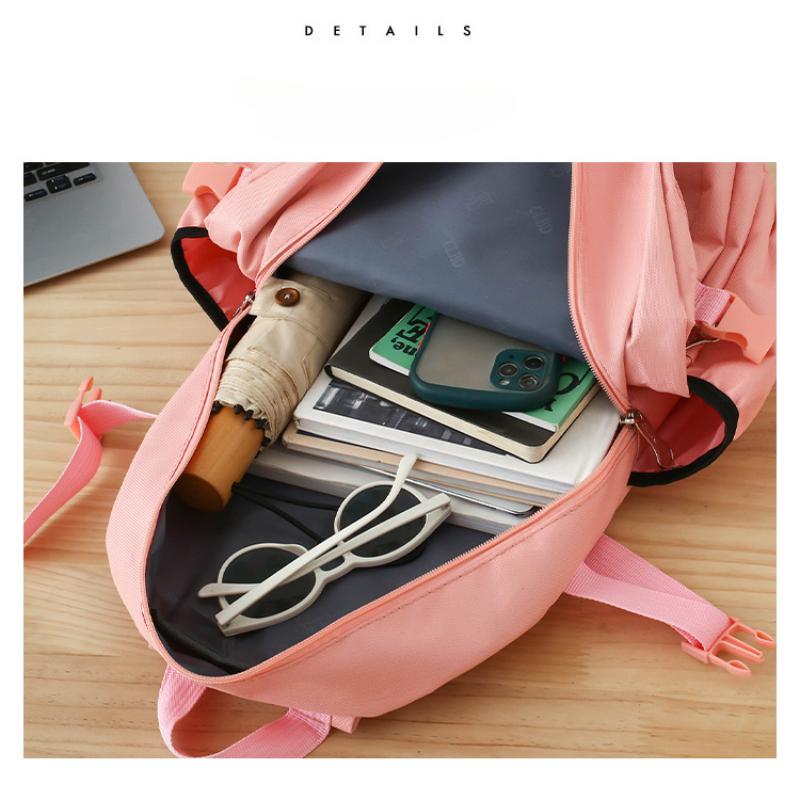 5 шт.. Рюкзак из пяти предметов для начальной школы, для старшеклассников, большой емкости, с несколькими карманами, многофункциональный рюкзак, однотонная холщовая сумка для отдыха