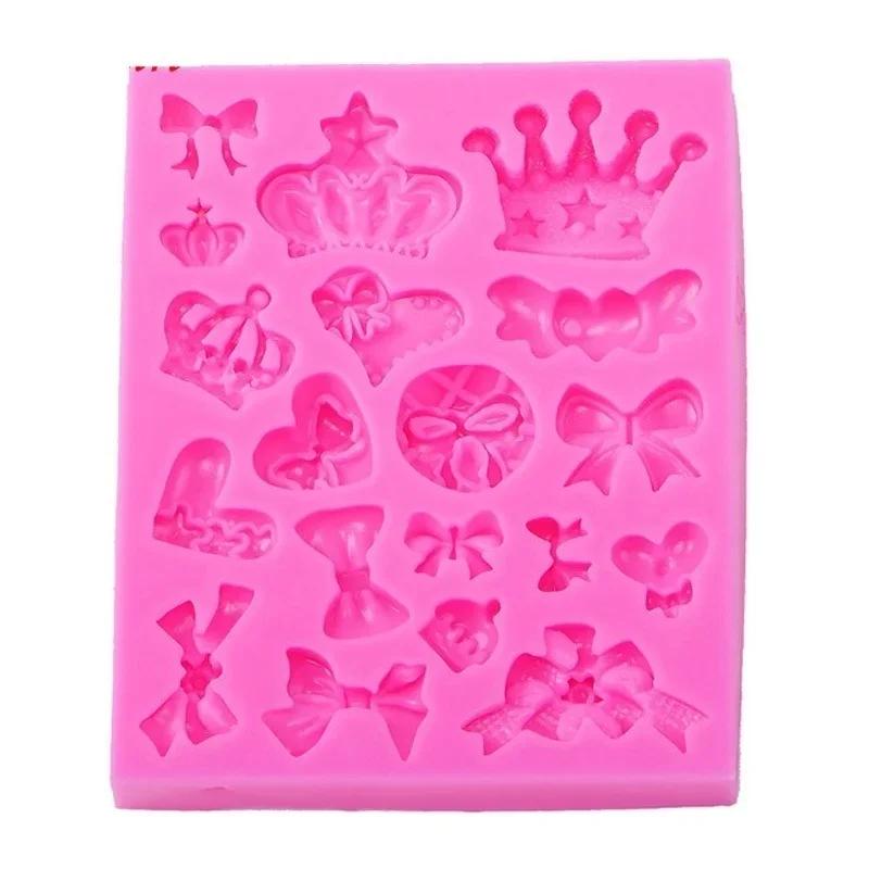 Creative Love Crown Cake Silicone Mold Bow Shaped Clay Mold Kitchen Chocolate Pastry Candy Baking Production Tool Accessories