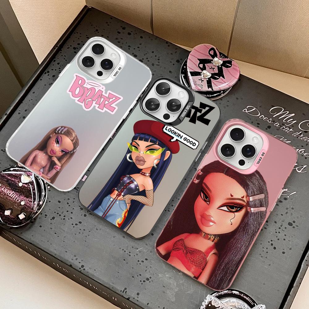Милый Чехол для Телефона Bratz с Куклой для iPhone 16 15 14 13 12 11 Pro Max X XR XSMAX 8 7 Plus Матовый Ударопрочный Задний Чехол