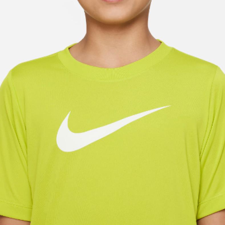 Nike Свободный крой, круглый вырез, логотип, короткий рукав, футболка, детские топы, зеленый DX1123-308